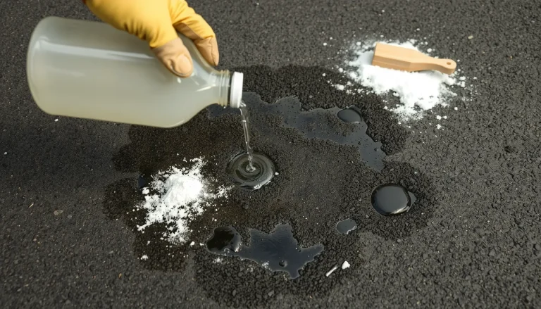 Enlever une vieille tache d’huile moteur sur goudron : 7 solutions concrètes et efficaces